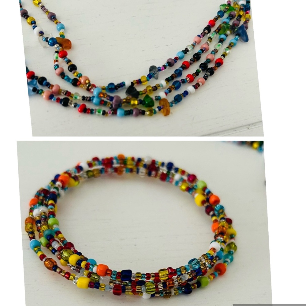 Handcrafted Colorful Beaded Necklace and Bracelet Set
